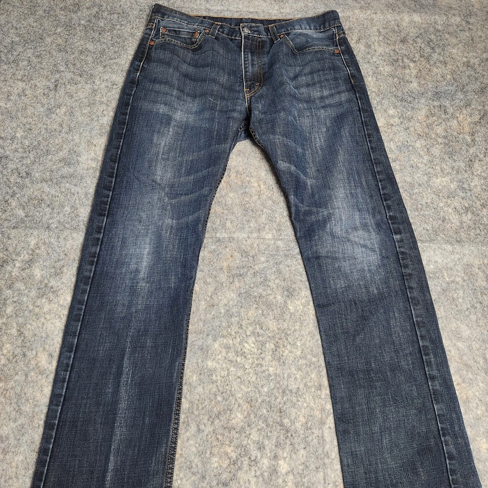 Levis‎ 513 Slim Straight Jeans Men 34x30 Blue Dark Wash Faded Stretch Denim Punk
